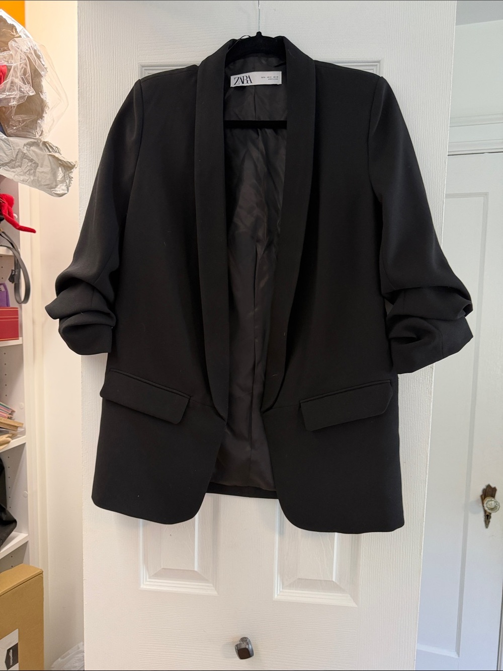 ZARA Black Shawl Collar Open Blazer